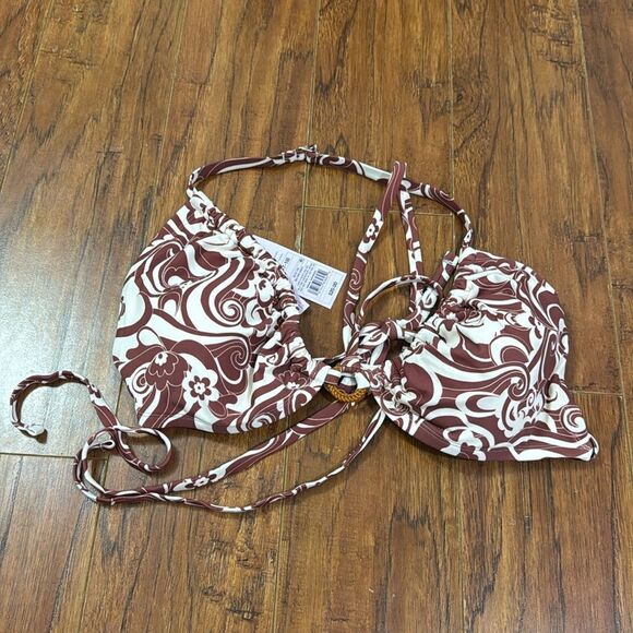 NWT Wild Fable 1X (17-18) Floral Strappy Triangle Center Front Ring Bikini Top - Picture 2 of 9